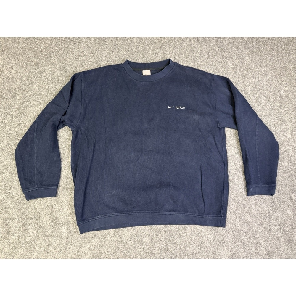 Men's Vintage Y2K Nike Sweatshirt Size Large Blue Logo Pullover